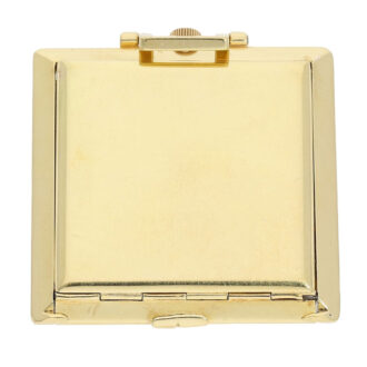 Swiss gold square Art Deco lever travel clock Circa 1925