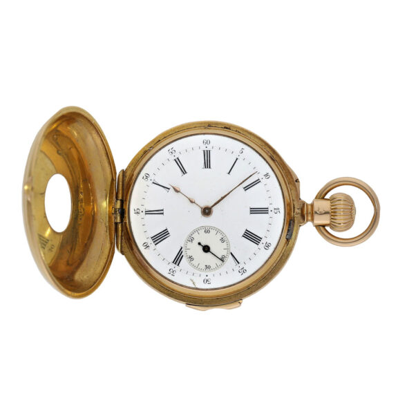 Swiss gold half-hunting cased repeating watch Circa 1880 Swiss gold half-hunting cased repeating watch Circa 1880