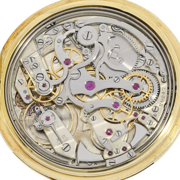 Swiss gold repeating lever chronograph with register Circa 1920 Swiss gold repeating lever chronograph with register Circa 1920