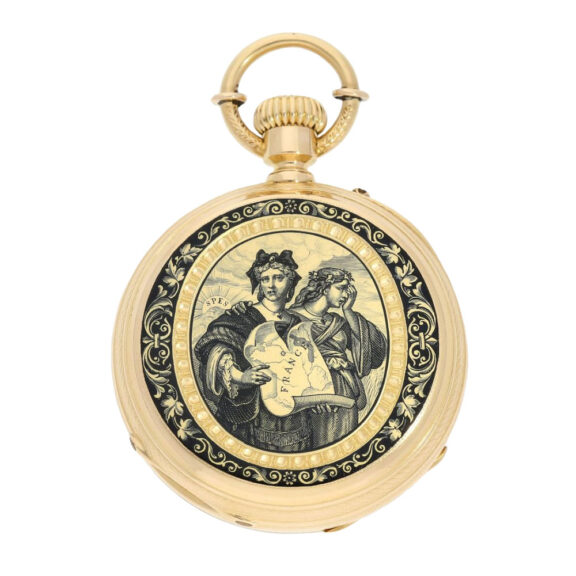 Swiss ankerchronometer with en grisaille scene Circa 1860 Swiss ankerchronometer with en grisaille scene Circa 1860