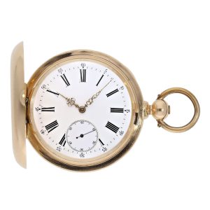 Swiss 14K rose gold hunting cased pocket chronometer Circa 1870