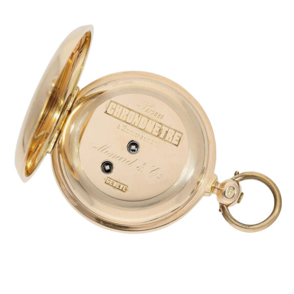 Swiss 14K rose gold hunting cased pocket chronometer Circa 1870 Swiss 14K rose gold hunting cased pocket chronometer Circa 1870