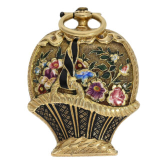 Swiss gold and enamel flower basket form watch Circa 1850