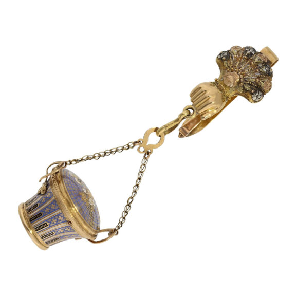 Swiss gold and enamel basket-shaped pendant watch Circa 1810