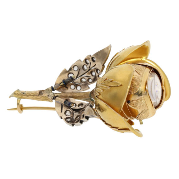 Gold and diamond-set rose-shaped Boule de Genève Circa 1890 Gold and diamond-set rose-shaped Boule de Genève Circa 1890