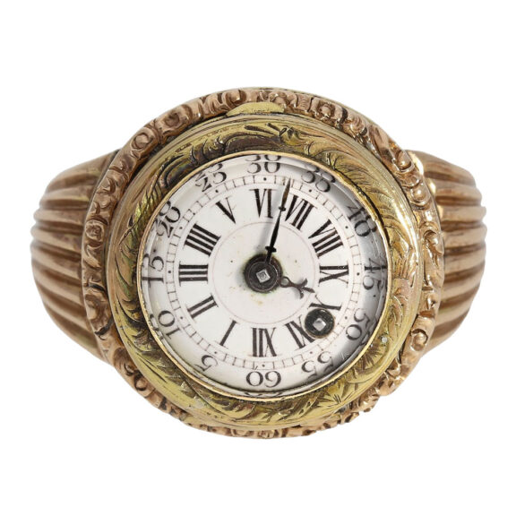 French rose and yellow gold Louis XV ring watch Circa 1770