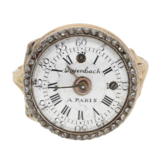 Rare French gold and diamond-set ring watch Circa 1780 Rare French gold and diamond-set ring watch Circa 1780