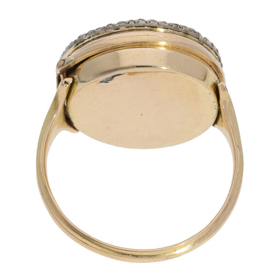 Rare French gold and diamond-set ring watch Circa 1780 Rare French gold and diamond-set ring watch Circa 1780