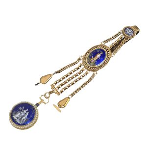 French gold, enamel and pearl-set verge with chatelaine Circa 1790