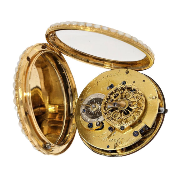 French gold, enamel and pearl-set verge with chatelaine Circa 1790 French gold, enamel and pearl-set verge with chatelaine Circa 1790