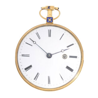Swiss 18K gold and enamel virgule watch Circa 1800