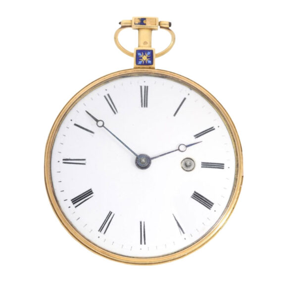 Swiss 18K gold and enamel virgule watch Circa 1800 Swiss 18K gold and enamel virgule watch Circa 1800