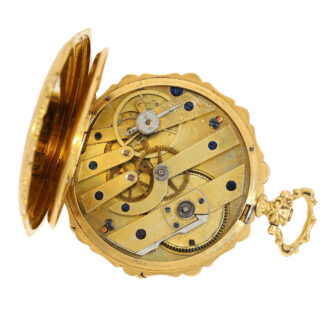 Very early Swiss gold and enamel pendant watch Circa 1860 Very early Swiss gold and enamel pendant watch Circa 1860