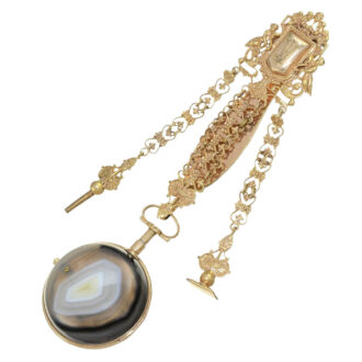 French agate repeating cylinder with chatelaine Circa 1770