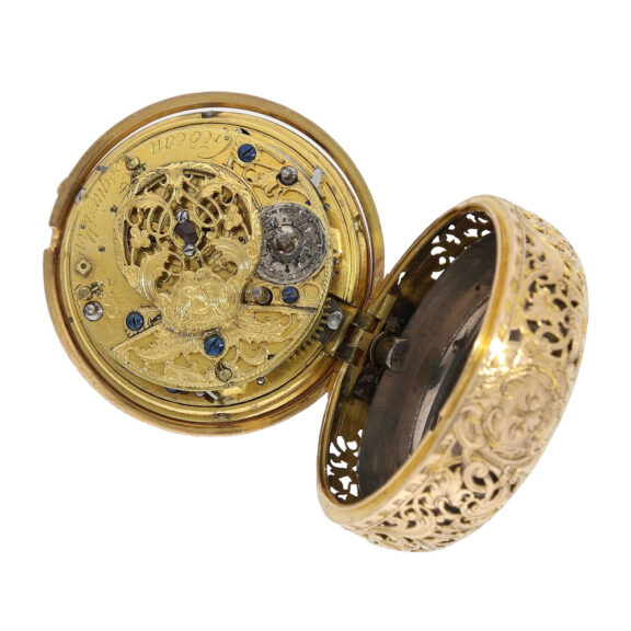 Swiss rose gold repeating repoussé verge watch Circa 1740 Swiss rose gold repeating repoussé verge watch Circa 1740