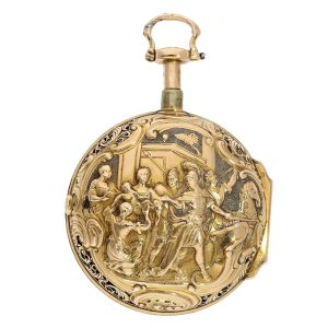 Swiss rose gold repeating repoussé verge watch Circa 1740
