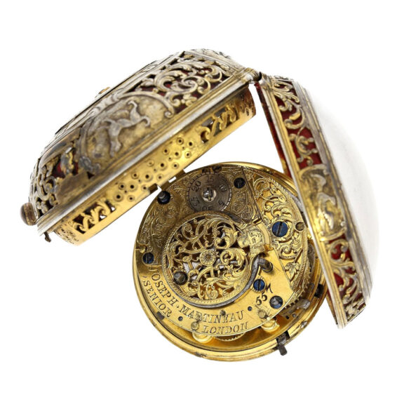 English silver pair cased verge watch with alarm Circa 1740-1750 English silver pair cased verge watch with alarm Circa 1740-1750