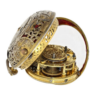 English silver pair cased verge watch with alarm Circa 1740-1750