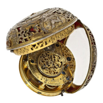 English silver pair cased verge watch with alarm Circa 1740-1750