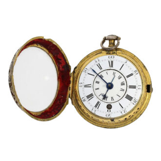 English silver pair cased verge watch with alarm Circa 1740-1750