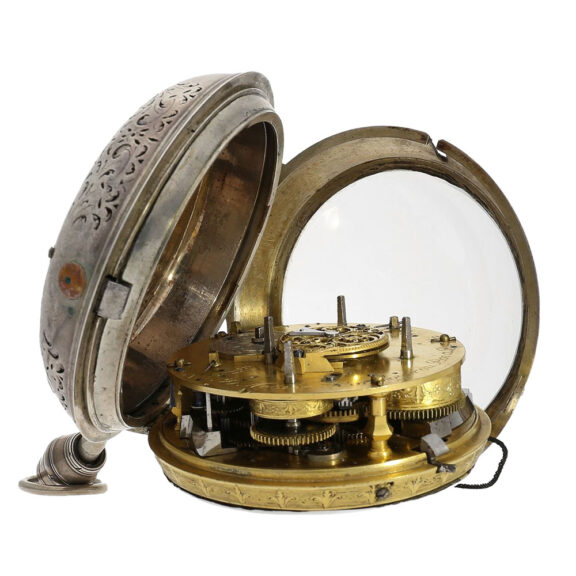 Highly complicated German silver coach watch Circa 1760 Highly complicated German silver coach watch Circa 1760