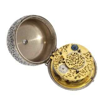 Swiss silver verge with alarm and rotating date display Circa 1690