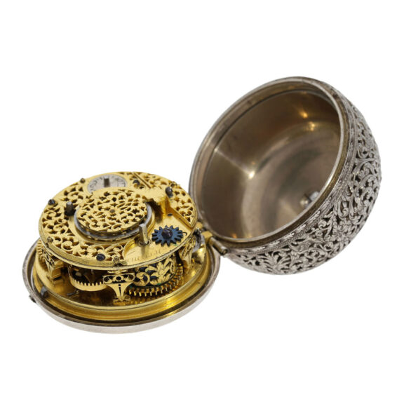 Swiss silver verge with alarm and rotating date display Circa 1690 Swiss silver verge with alarm and rotating date display Circa 1690