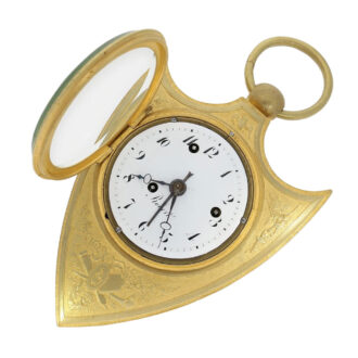 Extremely rare shield-shaped officer's travel clock Circa 1820