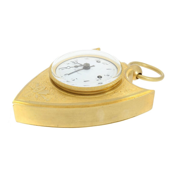 Extremely rare shield-shaped officer's travel clock Circa 1820 Extremely rare shield-shaped officer's travel clock Circa 1820