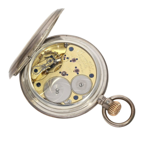 Large German silver hunting cased precision lever Circa 1905 Large German silver hunting cased precision lever Circa 1905