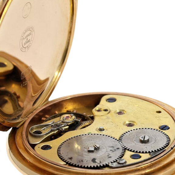 German 18K gold hunting cased precision watch Circa 1905 German 18K gold hunting cased precision watch Circa 1905