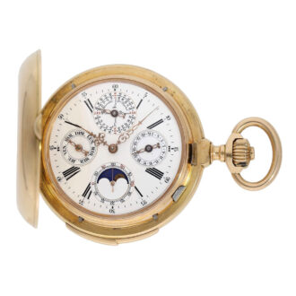 Swiss gold hunting cased complicated precision watch Circa 1885