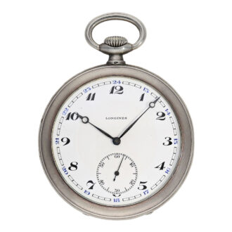 Swiss silver marksman's watch with silver watch chain Circa 1934