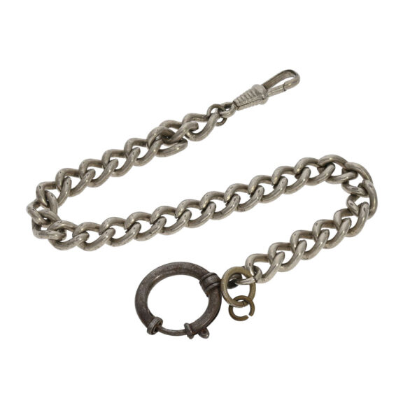 Swiss silver marksman's watch with silver watch chain Circa 1934 Swiss silver marksman's watch with silver watch chain Circa 1934