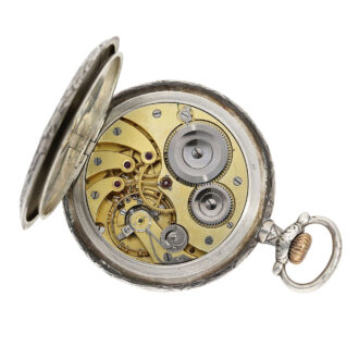 Swiss silver marksman's watch with heavy chain Circa 1914