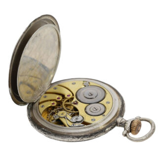 Swiss silver marksman's watch with heavy chain Circa 1914