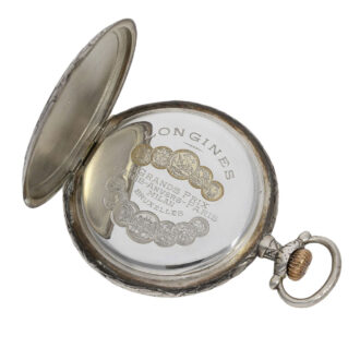 Swiss silver marksman's watch with heavy chain Circa 1914