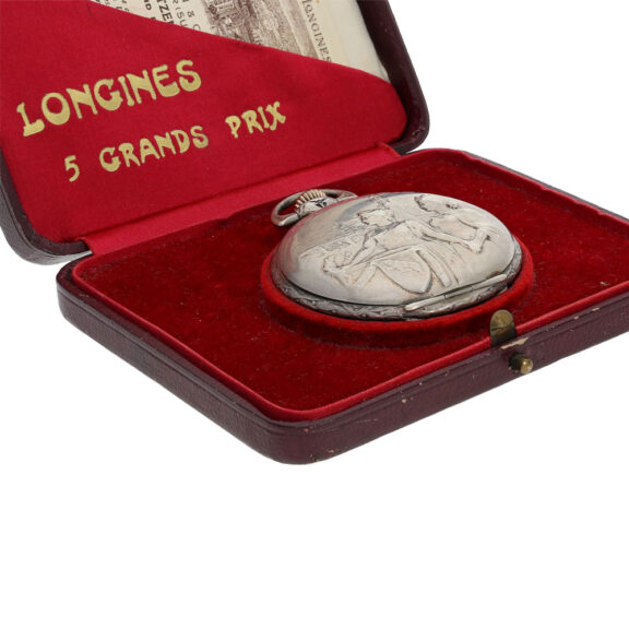 Swiss silver open faced marksman's watch with chain Circa 1910 Swiss silver open faced marksman's watch with chain Circa 1910