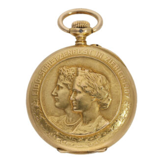 Swiss 18K gold Art Nouveau marksman's watch Circa 1907