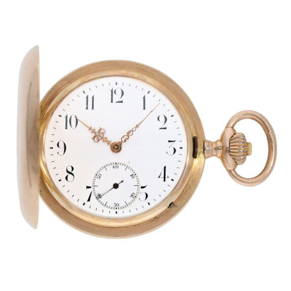 Swiss 14K rose gold hunting cased lever watch Circa 1900 Swiss 14K rose gold hunting cased lever watch Circa 1900