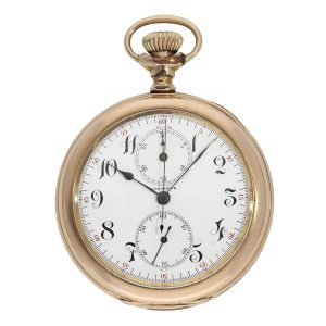 Swiss gilt open faced Art Nouveau chronograph Circa 1907