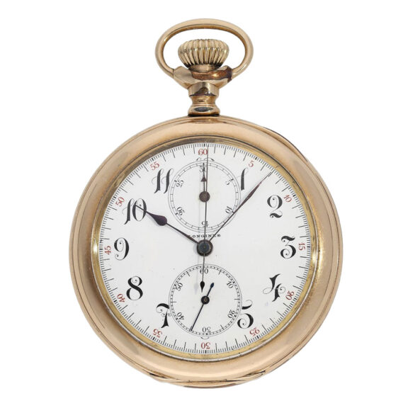 Swiss gilt open faced Art Nouveau chronograph Circa 1907
