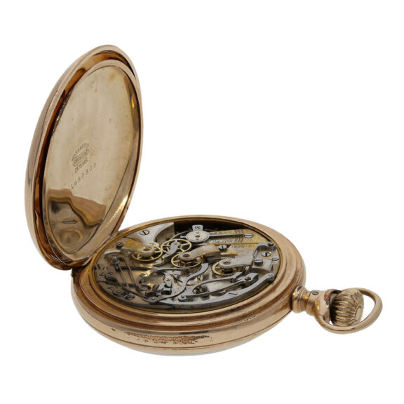 Swiss gilt open faced Art Nouveau chronograph Circa 1907 Swiss gilt open faced Art Nouveau chronograph Circa 1907