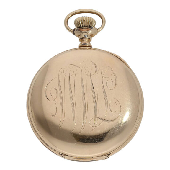Swiss gilt open faced Art Nouveau chronograph Circa 1907 Swiss gilt open faced Art Nouveau chronograph Circa 1907