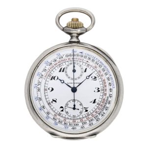 Fine Swiss silver chronograph pocket watch Circa 1915