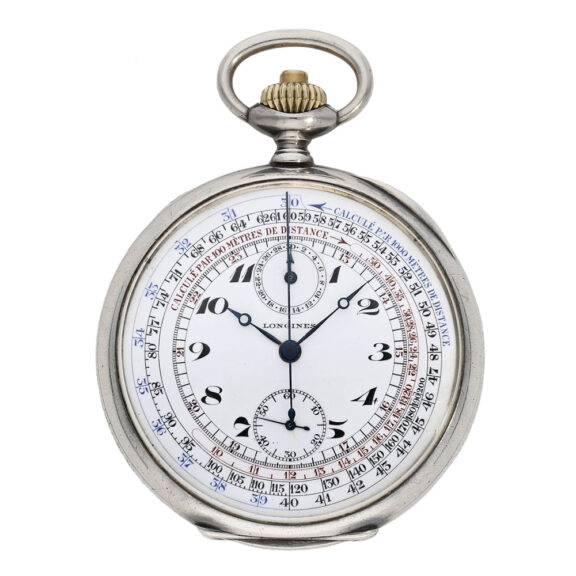 Fine Swiss silver chronograph pocket watch Circa 1915
