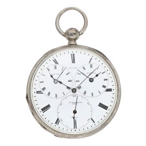 Technically interesting Swiss silver captain's watch Circa 1883