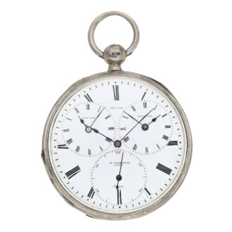 Technically interesting Swiss silver captain's watch Circa 1883