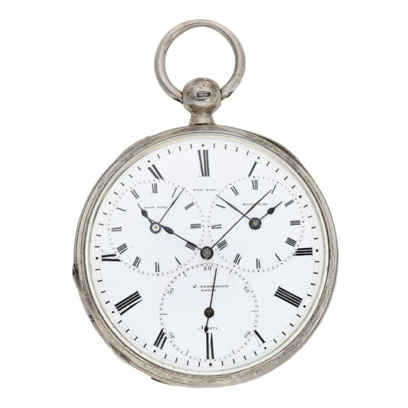 Technically interesting Swiss silver captain's watch Circa 1883