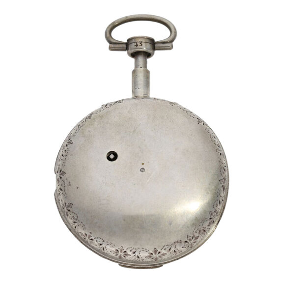 Exceptionally large English silver pair cased verge Circa 1800 Exceptionally large English silver pair cased verge Circa 1800